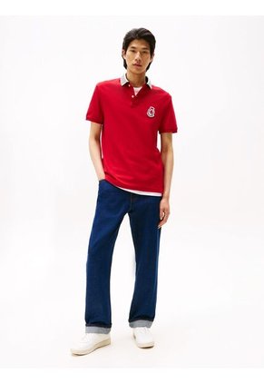 Polo Rojo En Piqué De Corte Regular Tommy Hilfiger