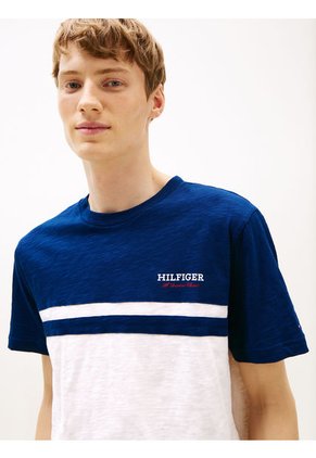 Camiseta Azul Color Block Con Monotipo Hilfiger Tommy Hilfiger