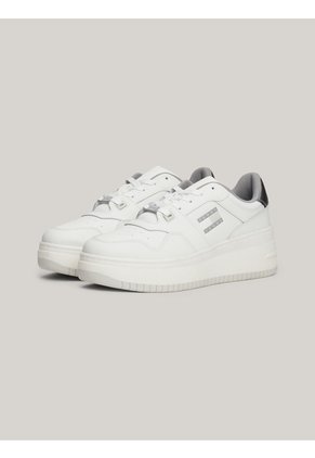 Tenis Blanco De Baloncesto Metalizadas De Cuero Tommy Hilfiger