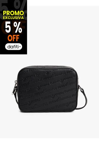 Bolso Negro Cruzado Con Logo En Bajo Relieve Tommy Hilfiger Tommy Hilfiger