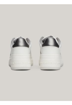 Tenis Blanco De Baloncesto Metalizadas De Cuero Tommy Hilfiger