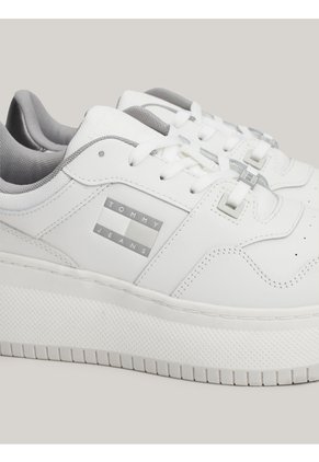 Tenis Blanco De Baloncesto Metalizadas De Cuero Tommy Hilfiger