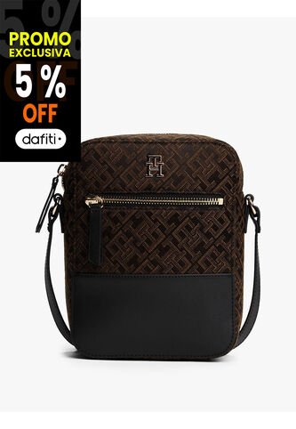 Bolso Negro Crossover Jacquard Tommy Hilfiger Tommy Hilfiger