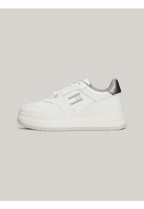 Tenis Blanco De Baloncesto Metalizadas De Cuero Tommy Hilfiger
