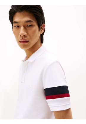 Polo Blanco De Corte Regular Con Detalles De Cinta RWB Tommy Hilfiger