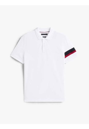 Polo Blanco De Corte Regular Con Detalles De Cinta RWB Tommy Hilfiger