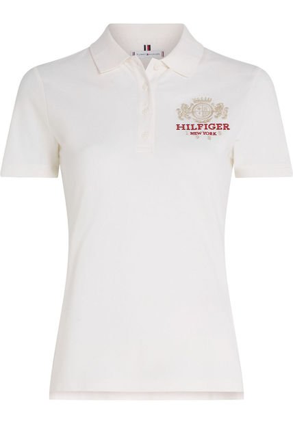 Polo Blanco Varsity De Corte Slim Tommy Hilfiger