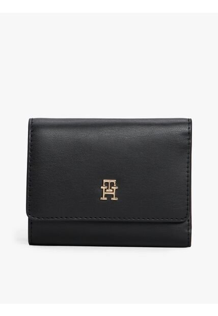 Billetera Negra Trifold Con Monograma TH Tommy Hilfiger
