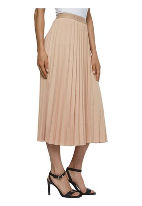 Falda Beige Midi Plisada Para Mujer Tommy Hilfiger