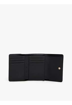 Billetera Negra Trifold Con Monograma TH Tommy Hilfiger