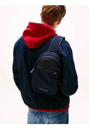 Bolso Azul Cruzado Con Parche Del Logo Tommy Hilfiger