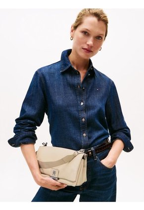 Bolso Beige Cruzado Con Correa De Cinta Tommy Hilfiger