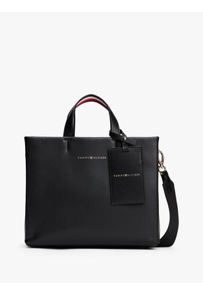 Bolso Negro Tote Cruzado Y Etiqueta Tommy Hilfiger