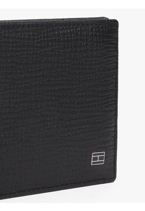 Billetera Negra De Cuero Con Inscripción Tommy Hilfiger