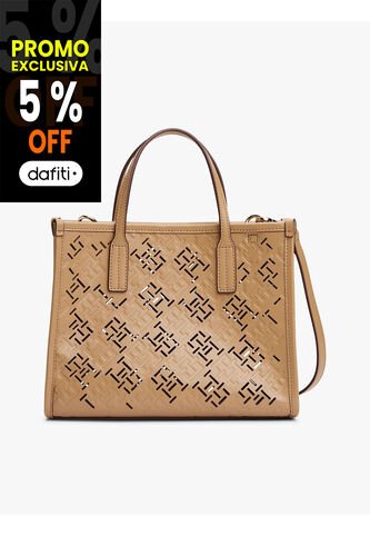 Bolso Beige Tote City Con Monograma TH Tommy Hilfiger Tommy Hilfiger