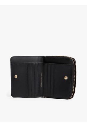 Billetera Negra Con Monograma TH Y Cremallera Tommy Hilfiger