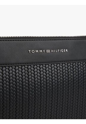 Bolso Negro De Mano Tejido Con Logo Metálico Tommy Hilfiger