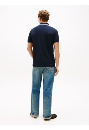 Polo Azul De Corte Regular Con Escudo Tommy Hilfiger