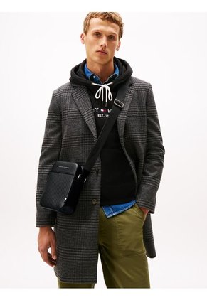 Bolso Negro Mini Reporter Con Textura Trenzada Tommy Hilfiger