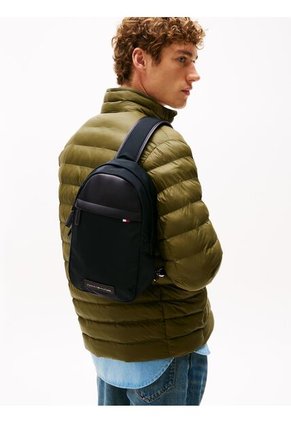 Bolso Negro Cruzado Con Parche Del Logo Tommy Hilfiger