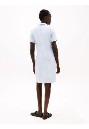 Vestido Celeste Tipo Polo Con Cuello En V Abierto Tommy Hilfiger