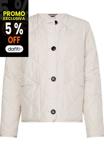 Chaqueta Acolchada Corta Sin Cuello Mujer Blanco Tommy Hilfiger Tommy Hilfiger