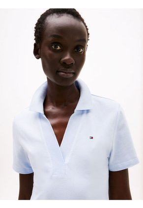 Vestido Celeste Tipo Polo Con Cuello En V Abierto Tommy Hilfiger