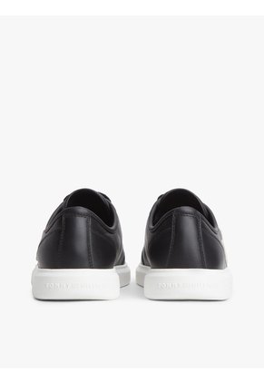 Tenis Negro Ligeras De Cuero Con Logo Tommy Hilfiger