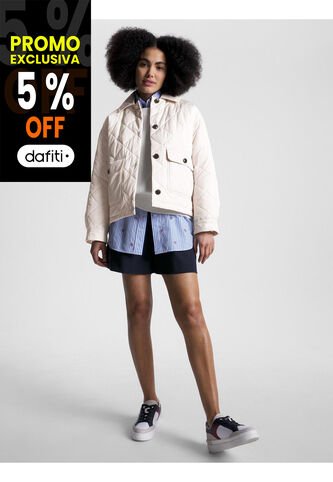 Chaqueta Con Diseño Acolchado A Rombos Mujer Blanco Tommy Hilfiger Tommy Hilfiger