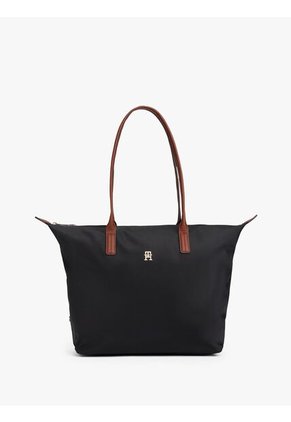 Bolso Negro Tote Con Monograma TH Tommy Hilfiger