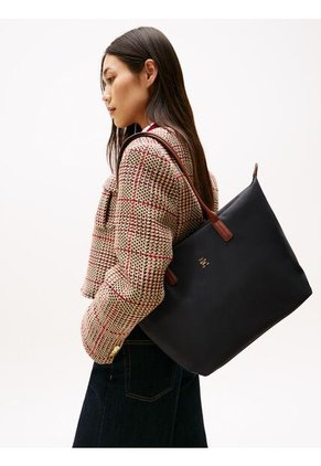 Bolso Negro Tote Con Monograma TH Tommy Hilfiger