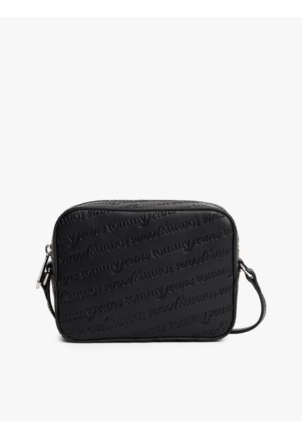 Bolso Negro Cruzado Con Logo En Bajo Relieve Tommy Hilfiger
