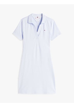 Vestido Celeste Tipo Polo Con Cuello En V Abierto Tommy Hilfiger