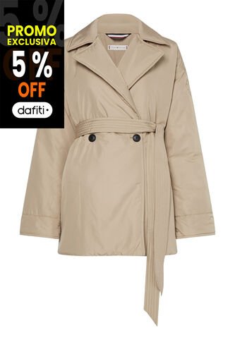 Gabán Beige Con Cinturón Para Mujer Tommy Hilfiger Tommy Hilfiger
