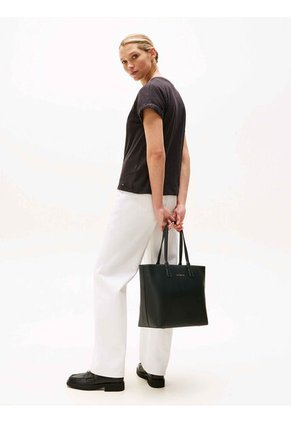 Bolso Negro Tote Con Logo Tommy Hilfiger