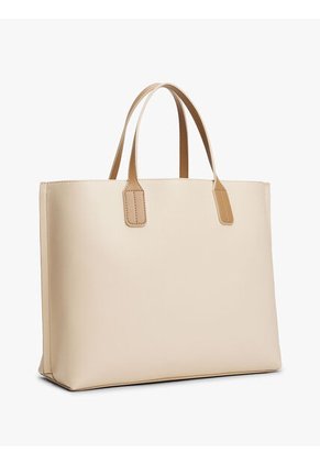 Bolso Beige Satchel Con Monograma TH Tommy Hilfiger