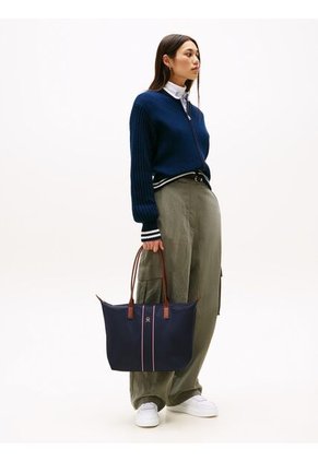 Bolso Azul Tote Corporate Con Monograma TH Tommy Hilfiger