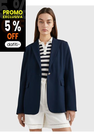 Americana De Traje Con Botonadura Sencilla Mujer Azul Tommy Hilfiger Tommy Hilfiger