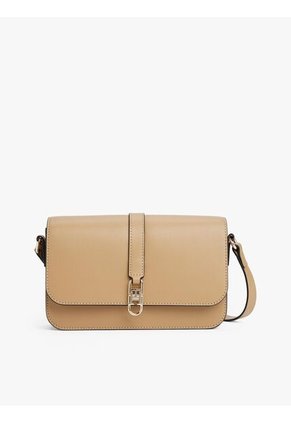Bolso Beige Cruzado Con Solapa Y Monograma TH Tommy Hilfiger
