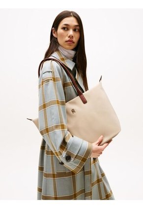 Bolso Beige Tote Con Monograma TH Tommy Hilfiger