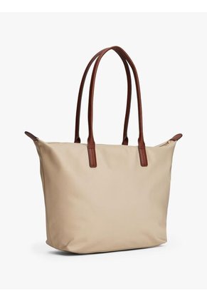 Bolso Beige Tote Con Monograma TH Tommy Hilfiger