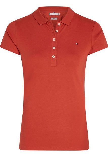 Polo Rojo De Corte Slim Con Logo Tommy Hilfiger