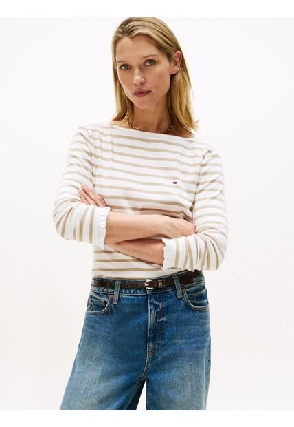 Saco Blanco De Cuello Barco Con Diseño De Rayas Tommy Hilfiger