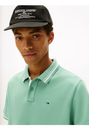 Polo Verde Claro De Corte Regular Ribeteado Tommy Jeans