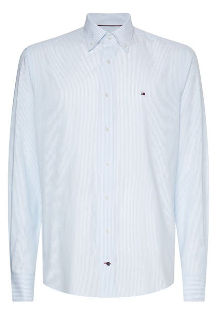 Camisa De Rayas Verticales Con Corte Informal Azul Tommy Hilfiger