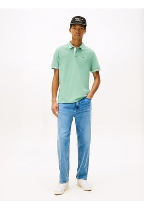 Polo Verde Claro De Corte Regular Ribeteado Tommy Jeans