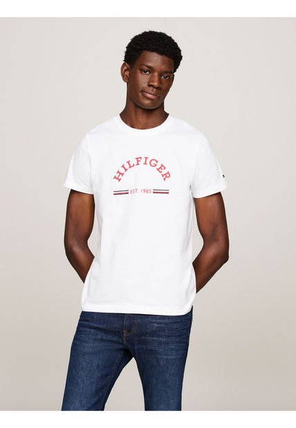 Camiseta Blanca De Corte Slim Con Logo Tommy Hilfiger