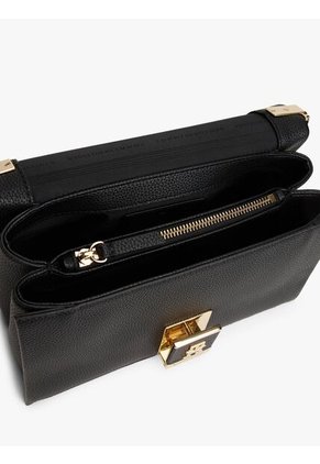 Bolso Negro Cruzado De Cuero Granulado Tommy Hilfiger