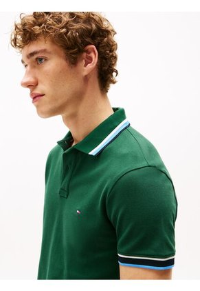 Polo Verde De Corte Slim Con Logo Tommy Hilfiger