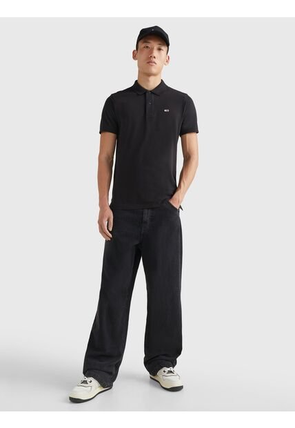 Polo Negro De Corte Slim Tommy Jeans